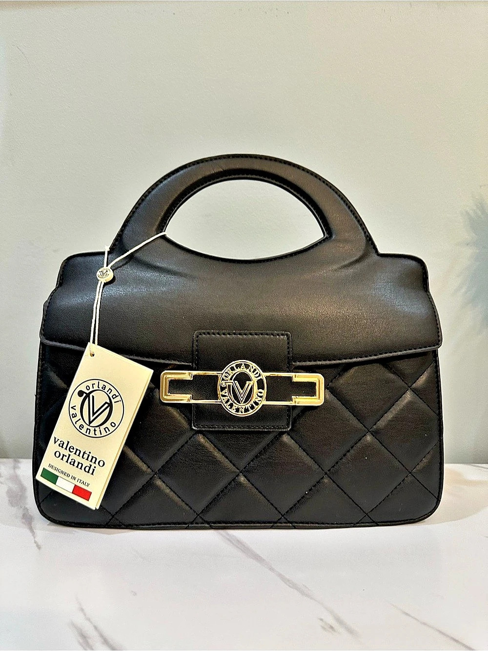 Valentino Orlandi Top Hsndle”v” lock handbag Black Size One Size